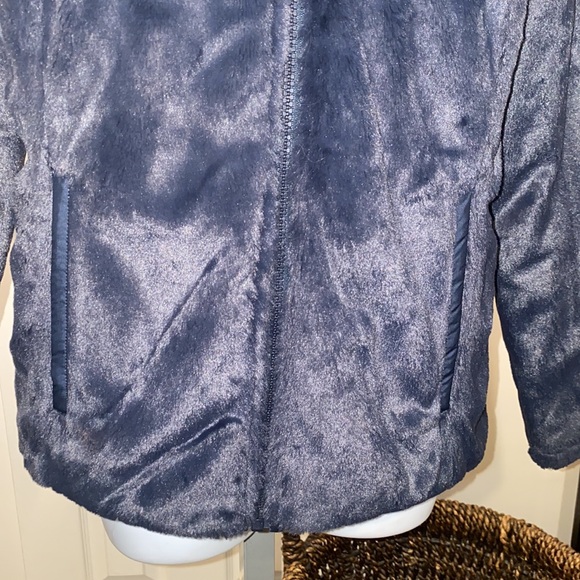 Women's North Face dark blue zippered reversible, coat,jacket, soft ,sz XS - Picture 4 of 16